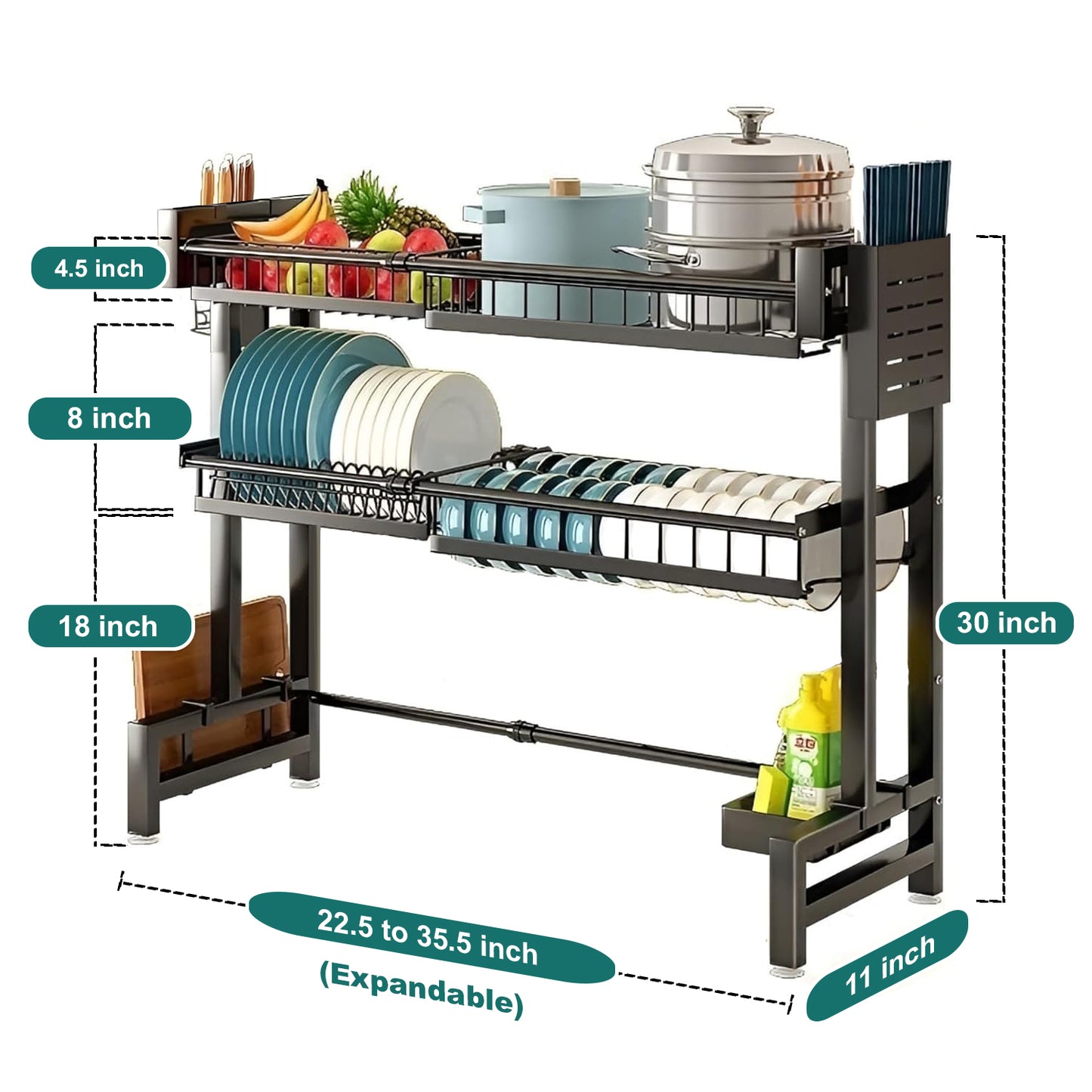 Expandable 2-Tier OverSink Dish Drying Rack By Matrix