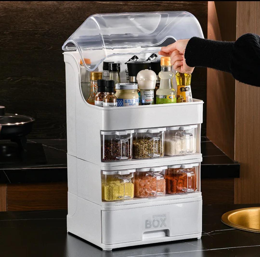 King-sized Household Kitchen Seasoning Box & Storage Rack