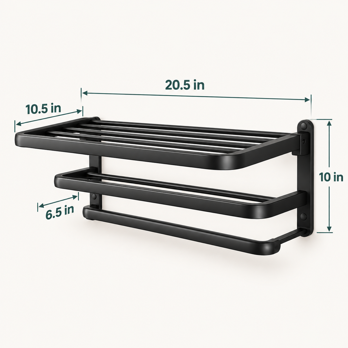 Wall-Mounted Towel Rack with Storage Shelf and Side Hooks by Matrix