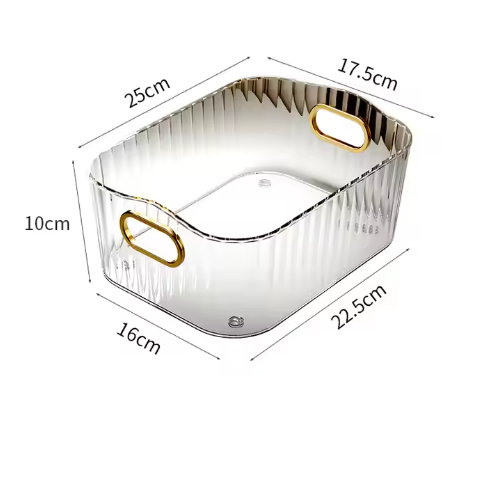 Ribbed Textured Plastic Storage Box with Golden Handles
