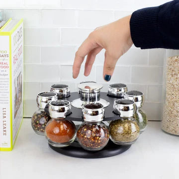 Revolving 8-Jar Spice Rack Set
