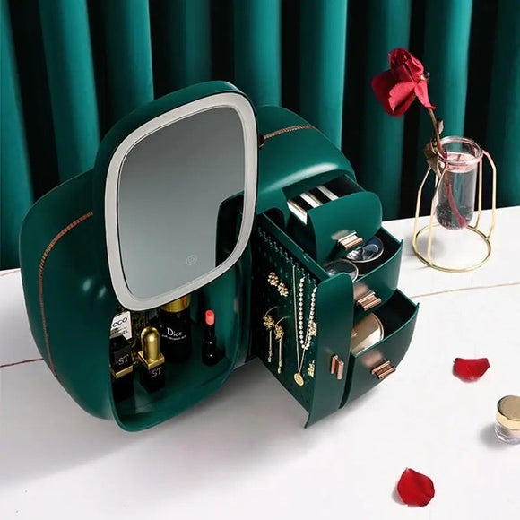 Modern Makeup Organizer Box with LED Mirror