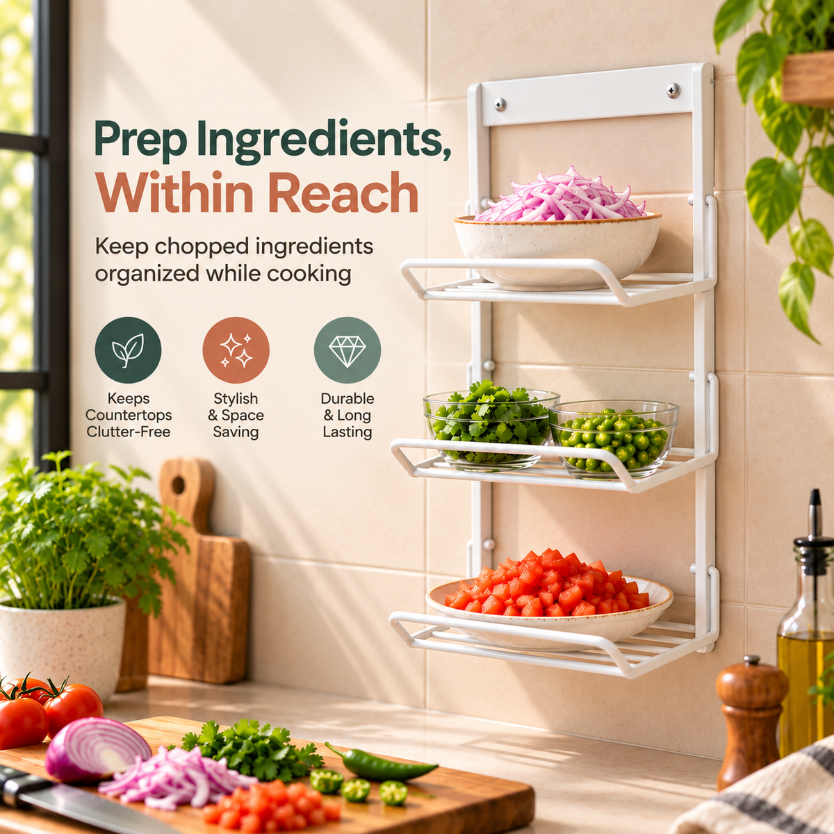3-Tier Foldable Kitchen Prep Rack by Matrix