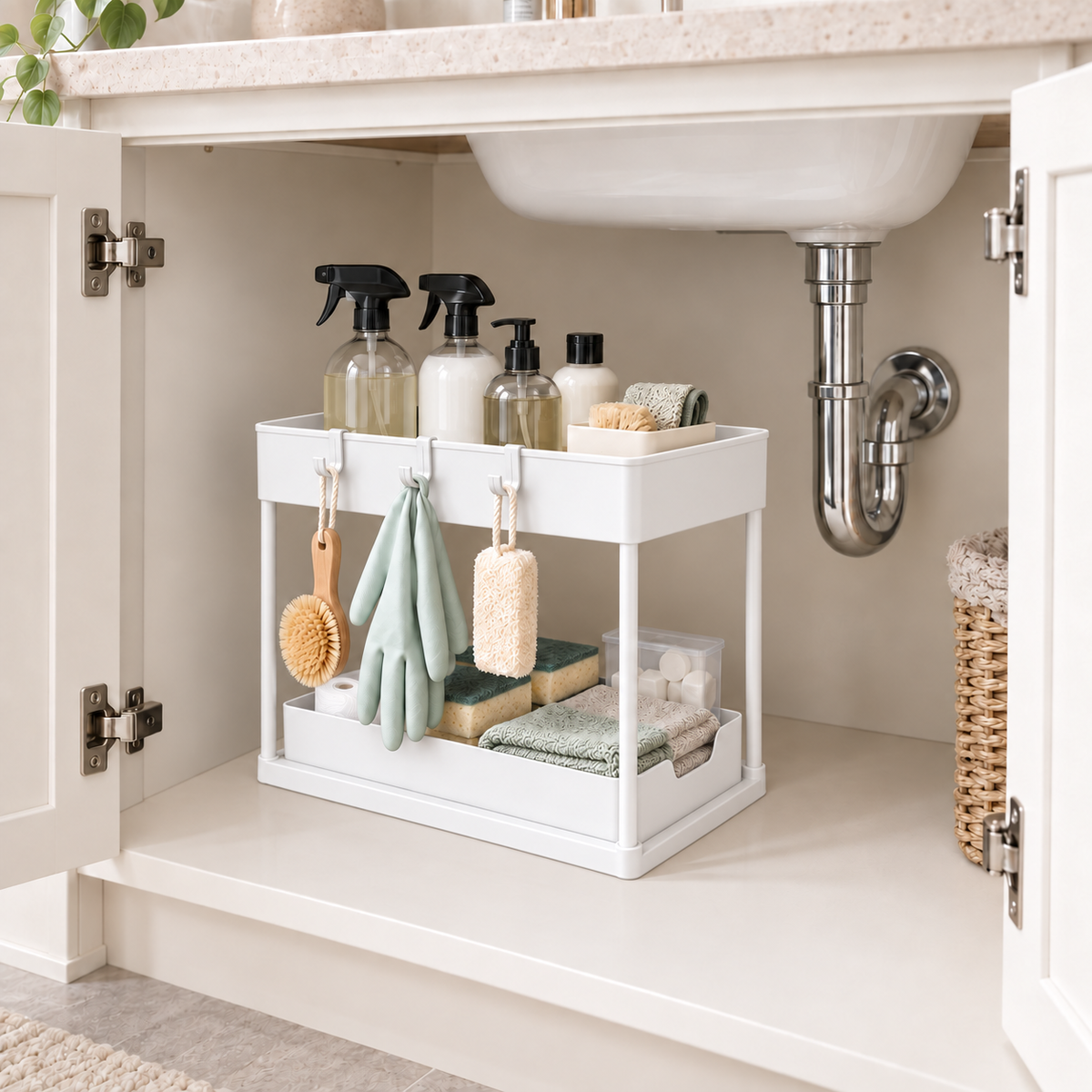 2-Tier Sliding Under-Sink Organizer