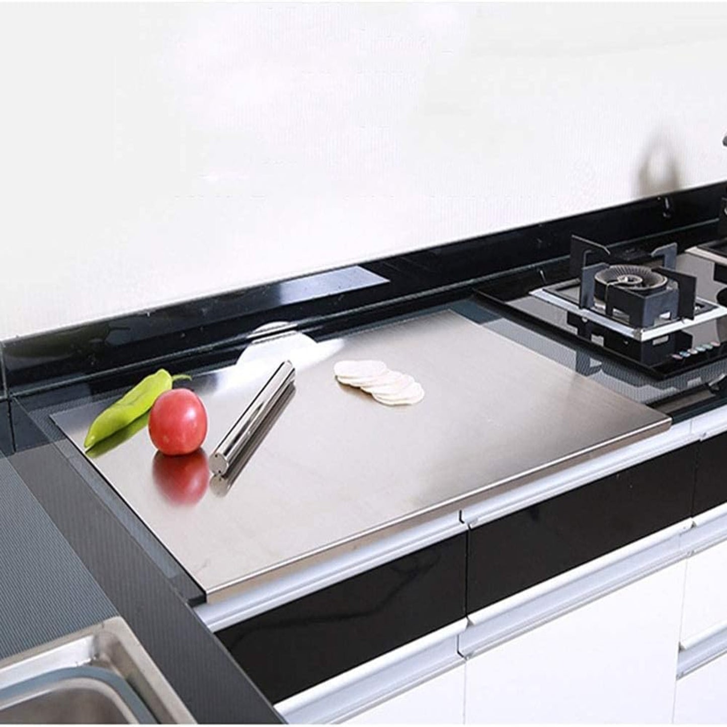 Non-Slip Stainless Steel Board for Cutting, Dough Rolling & Dumpling Prep