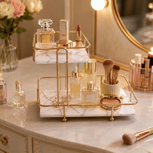 SquaRectangle 2-Tier Golden Vanity Stand by Matrix