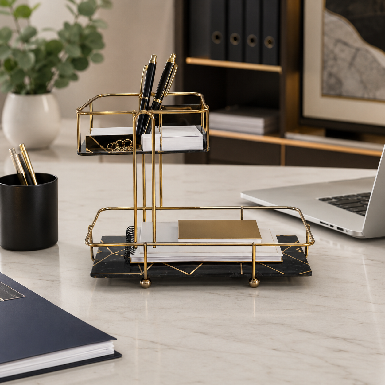 SquaRectangle 2-Tier Golden Vanity Stand by Matrix