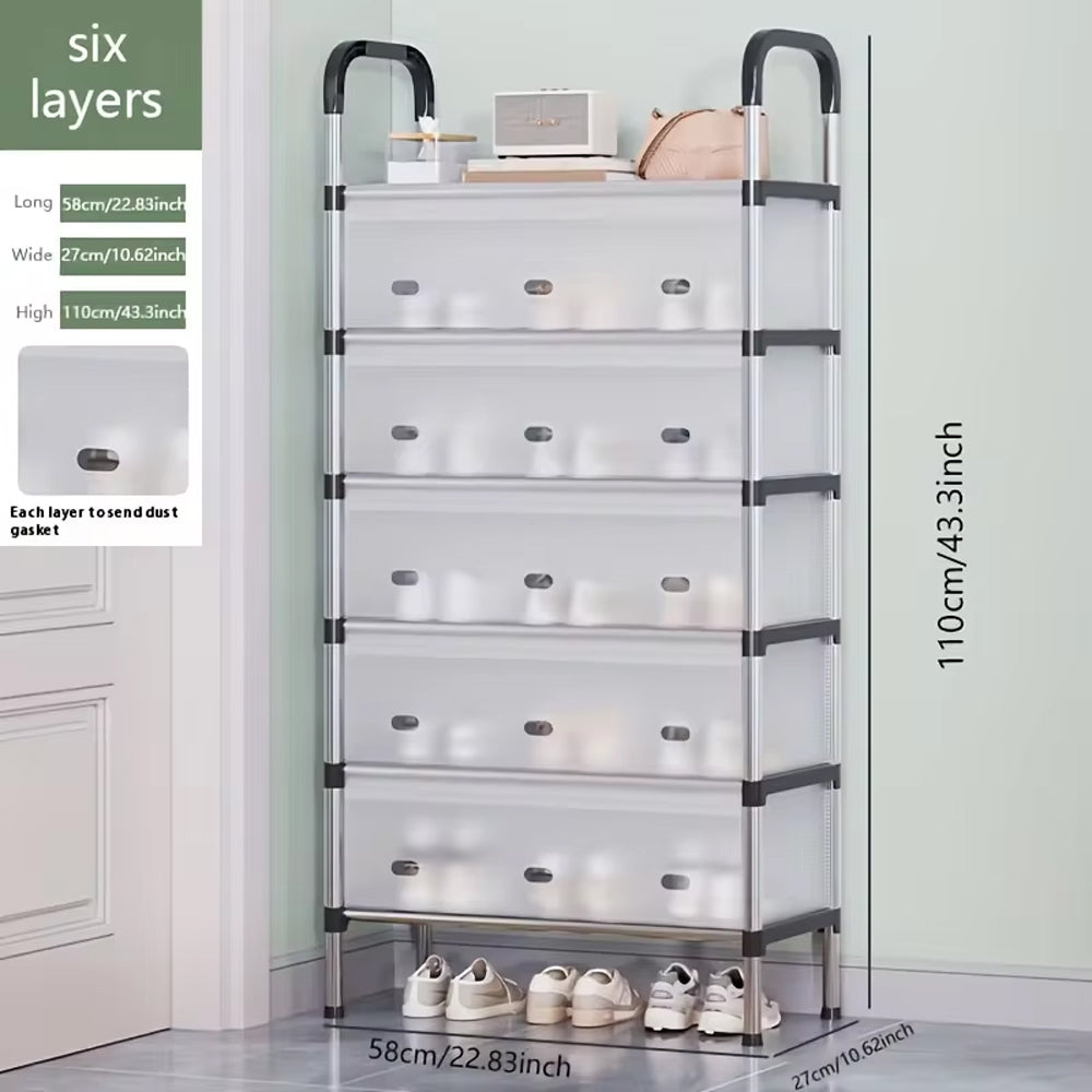Modern Multi-Layer Shoe Storage Rack with Dustproof Cover & Handles