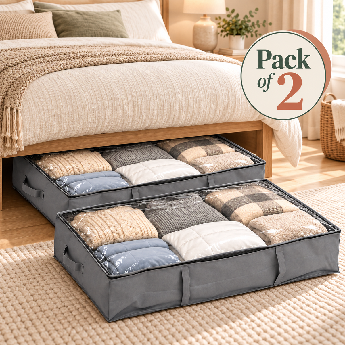 Under-Bed Storage Case with Clear Lid & Handles by Matrix