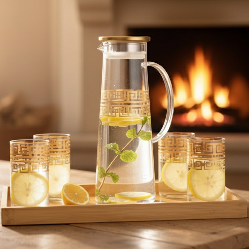 PrintedRim 8-Pcs Glass Beverage Set