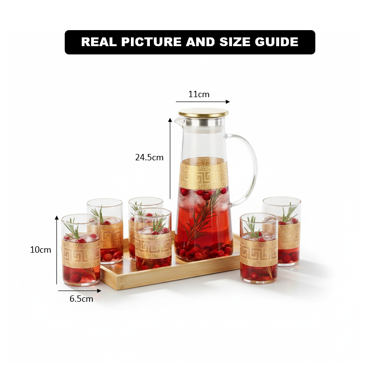PrintedRim 8-Pcs Glass Beverage Set