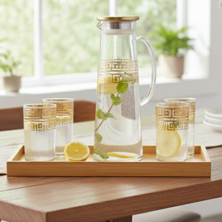 PrintedRim 8-Pcs Glass Beverage Set