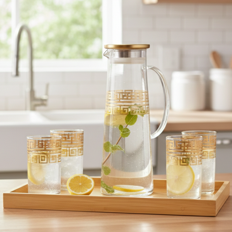 PrintedRim 8-Pcs Glass Beverage Set