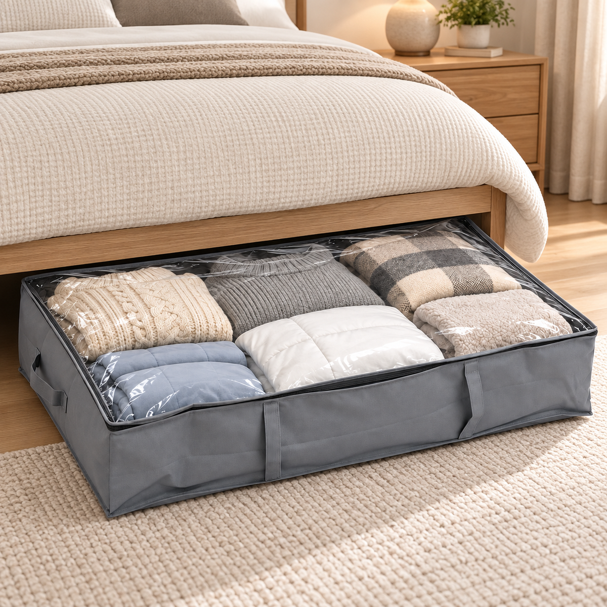 Under-Bed Storage Case with Clear Lid & Handles by Matrix