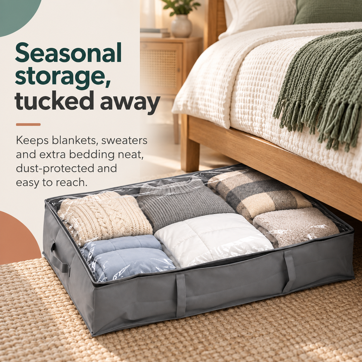 Under-Bed Storage Case with Clear Lid & Handles by Matrix