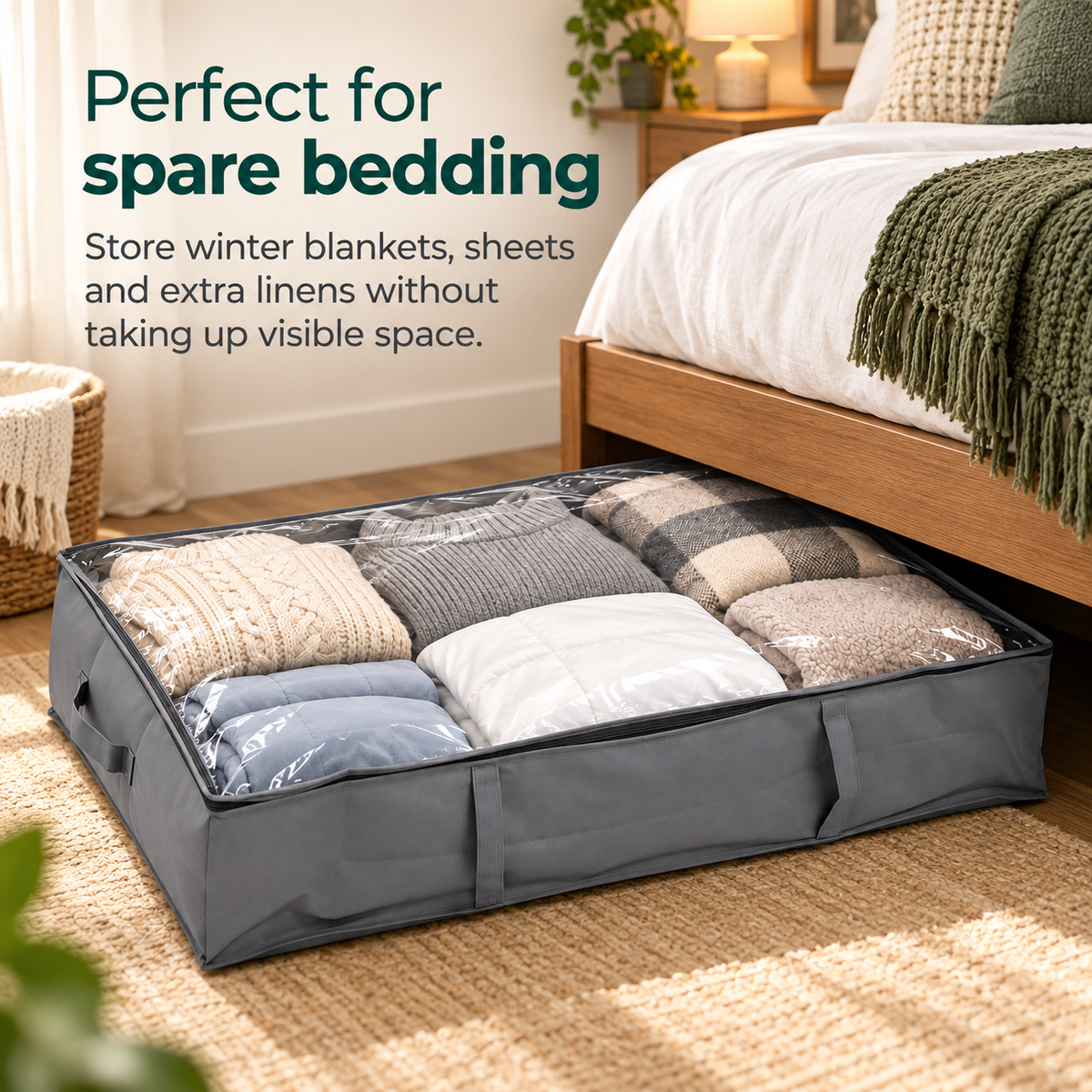 Under-Bed Storage Case with Clear Lid & Handles by Matrix
