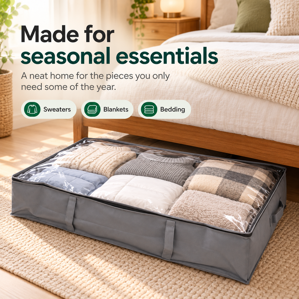 Under-Bed Storage Case with Clear Lid & Handles by Matrix
