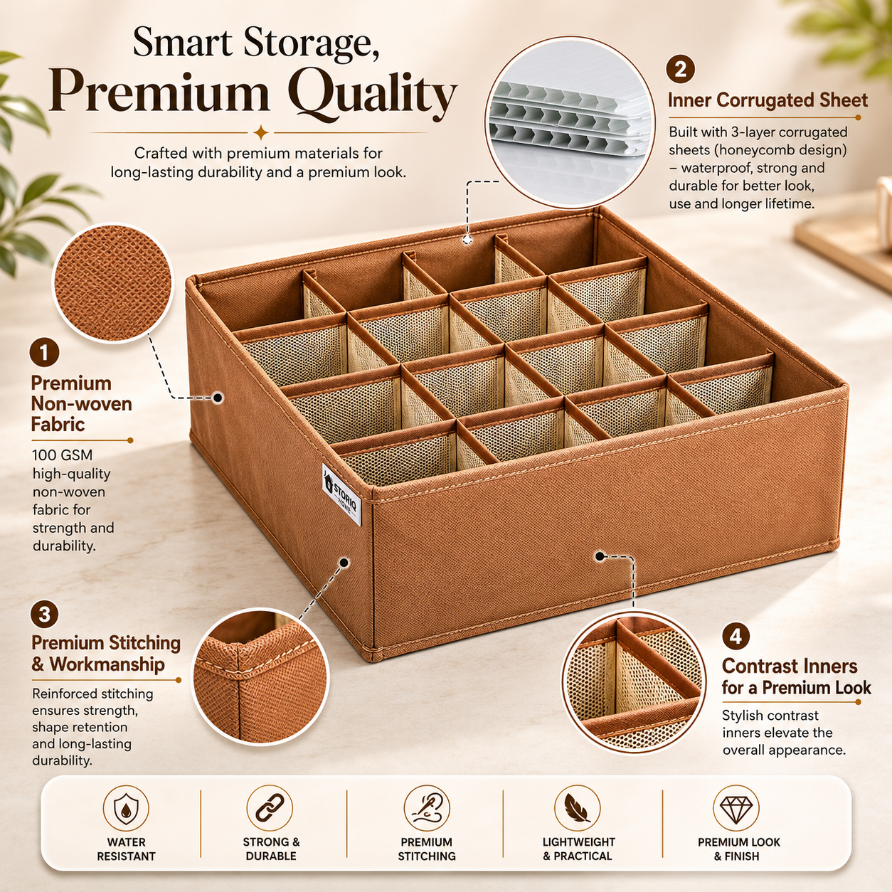 FlexFold 16-Grid Drawer & Wardrobe Organizer by Matrix
