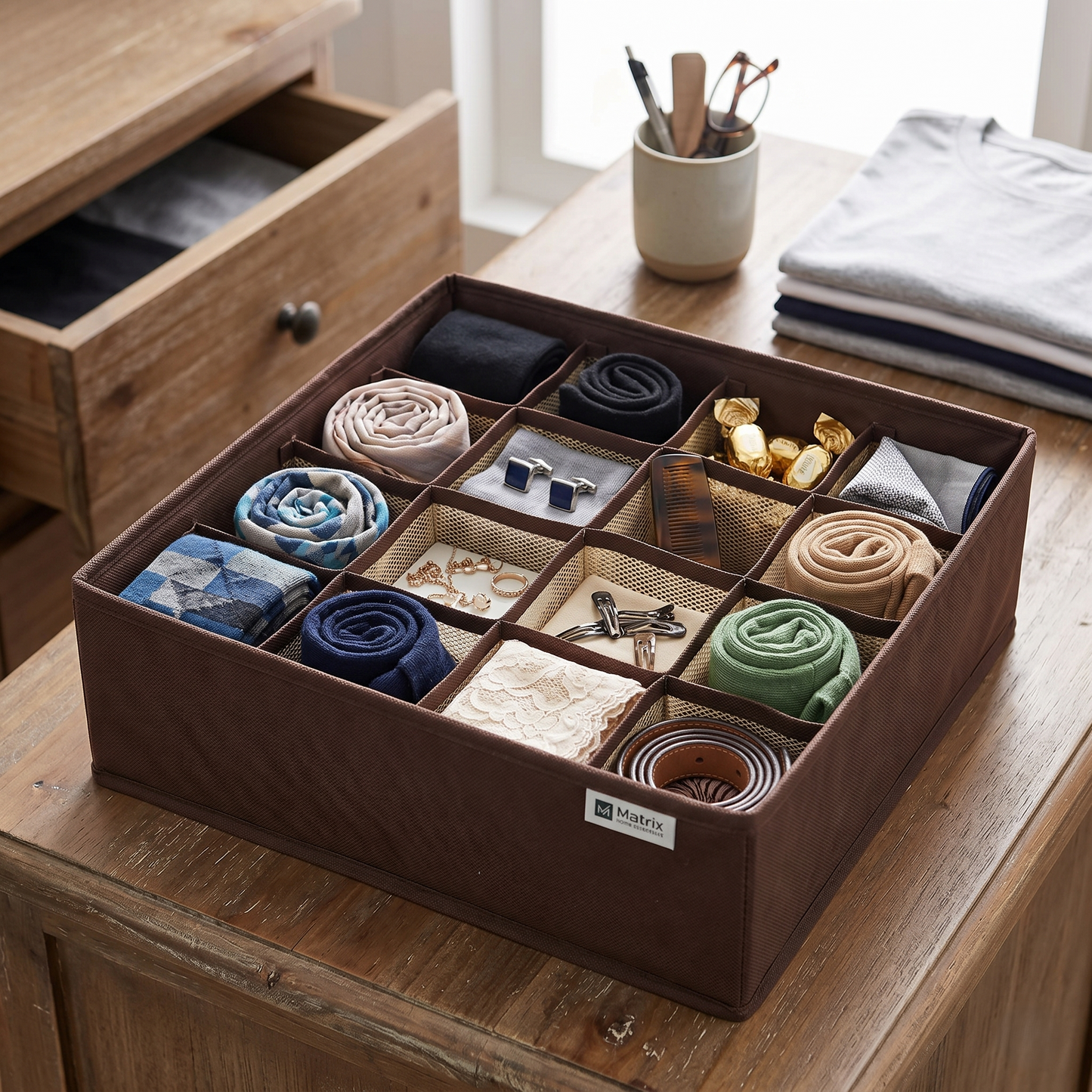 FlexFold 16-Grid Drawer & Wardrobe Organizer by Matrix