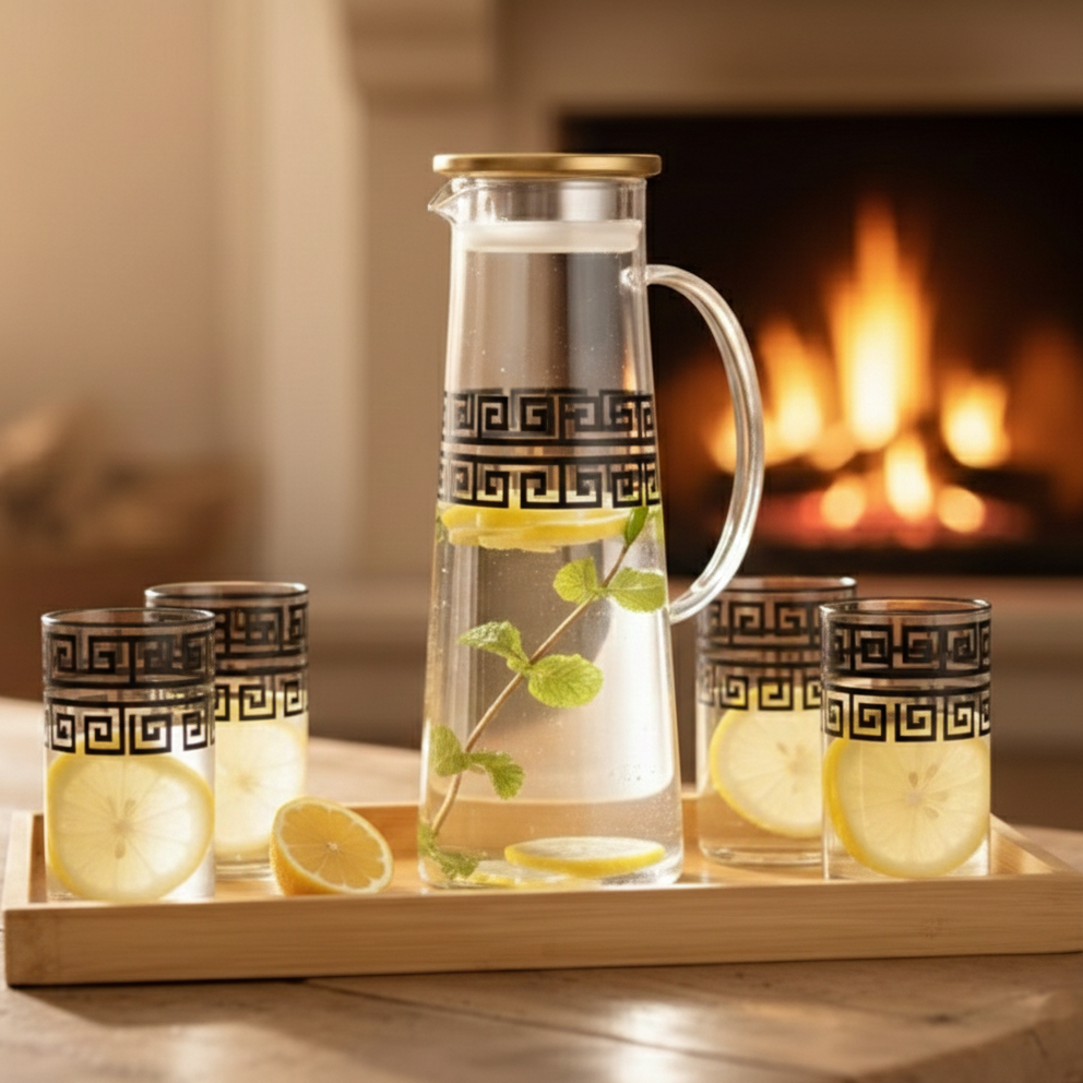 PrintedRim 8-Pcs Glass Beverage Set