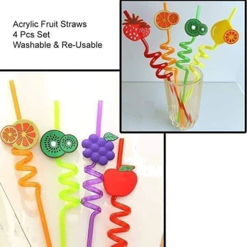 4 Pcs Fruits Straw Set