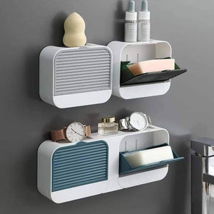 Wall mounted double covered soap dish