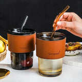 400ml Creative Amber Straw Glass Large Capacity Coffe Cup