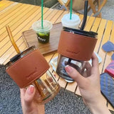400ml Creative Amber Straw Glass Large Capacity Coffe Cup