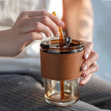 400ml Creative Amber Straw Glass Large Capacity Coffe Cup