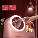 Creative Cosmetic Organizer with Mirror, Led Light and Fan.