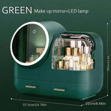 Creative Cosmetic Organizer with Mirror, Led Light and Fan.