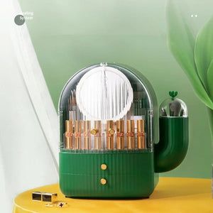 Cactus Cosmetic Organizer With LED Light With Mirror