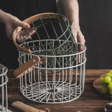 Multipurpose Iron Basket with Wooden Handle