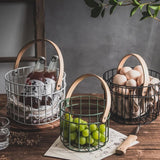 Multipurpose Iron Basket with Wooden Handle