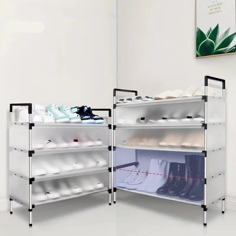Modern Multi-Layer Shoe Storage Rack with Dustproof Cover & Handles