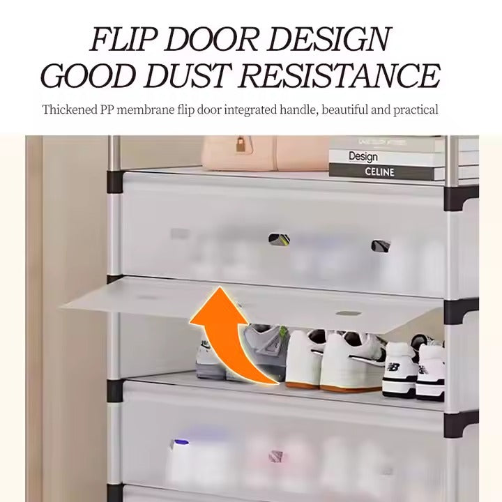 Modern Multi-Layer Shoe Storage Rack with Dustproof Cover & Handles