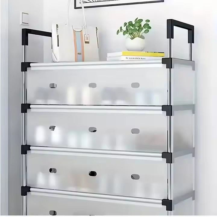 Modern Multi-Layer Shoe Storage Rack with Dustproof Cover & Handles