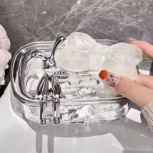 Bunny Acrylic Soap Tray with Drain Storage