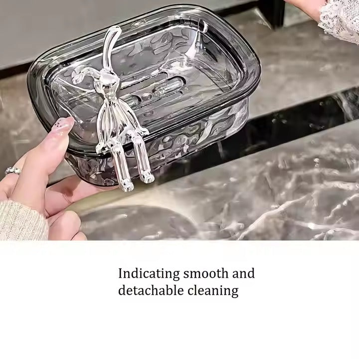 Bunny Acrylic Soap Tray with Drain Storage