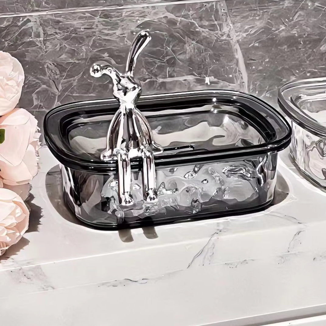 Bunny Acrylic Soap Tray with Drain Storage