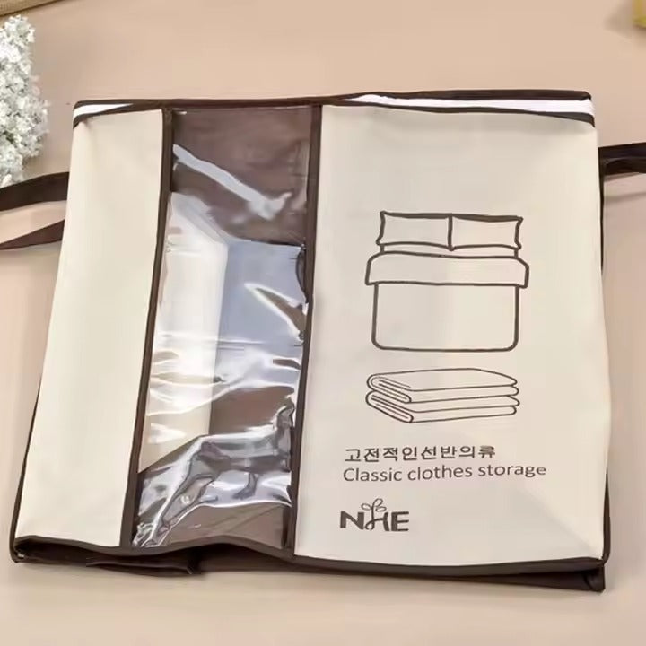 Front View Foldable Fabric Storage Bag with Side Handles