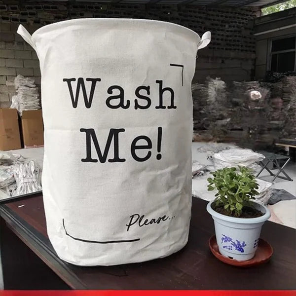 The "Wash Me!" Reminder Foldable Laundry Basket