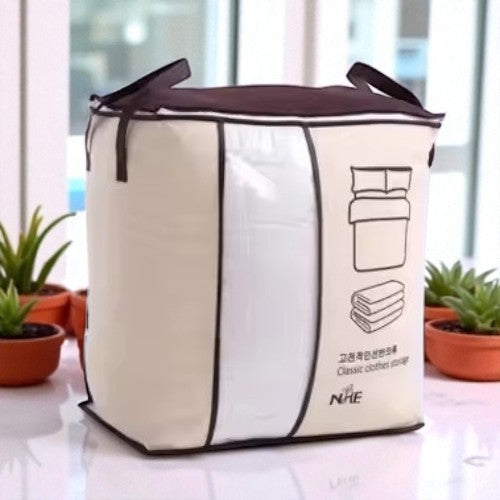 Front View Foldable Fabric Storage Bag with Side Handles