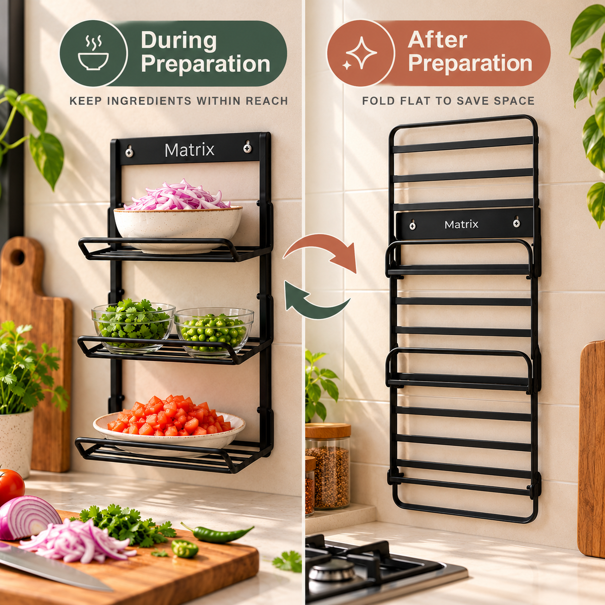 3-Tier Foldable Kitchen Prep Rack by Matrix