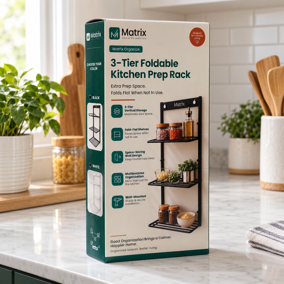 3-Tier Foldable Kitchen Prep Rack by Matrix