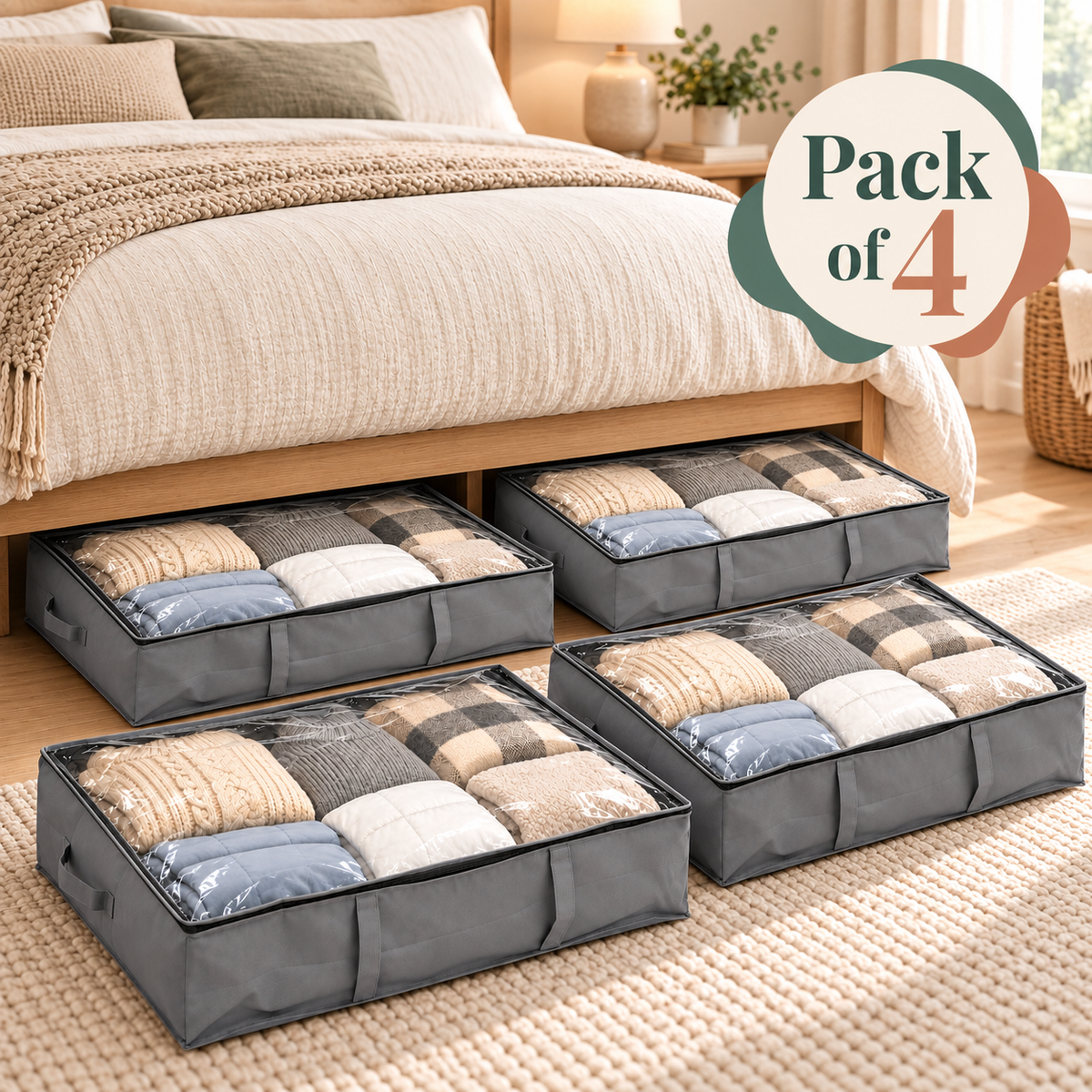 Under-Bed Storage Case with Clear Lid & Handles by Matrix