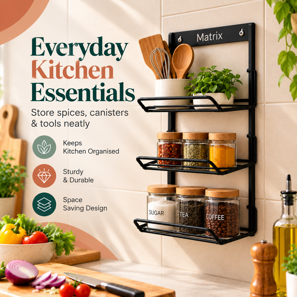 3-Tier Foldable Kitchen Prep Rack by Matrix