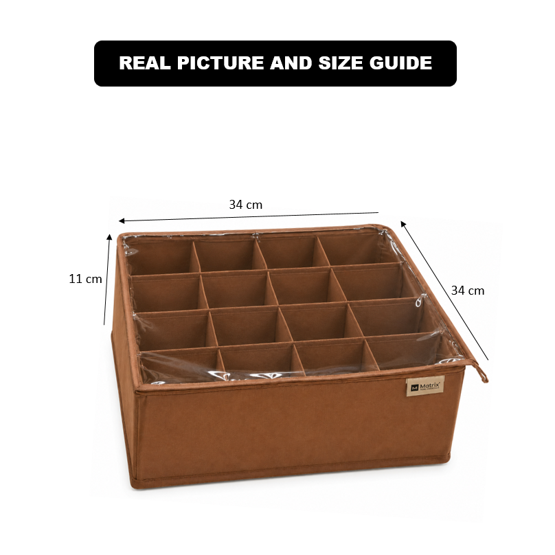 FlexFold 16-Grid Drawer & Wardrobe Organizer with Lid by Matrix