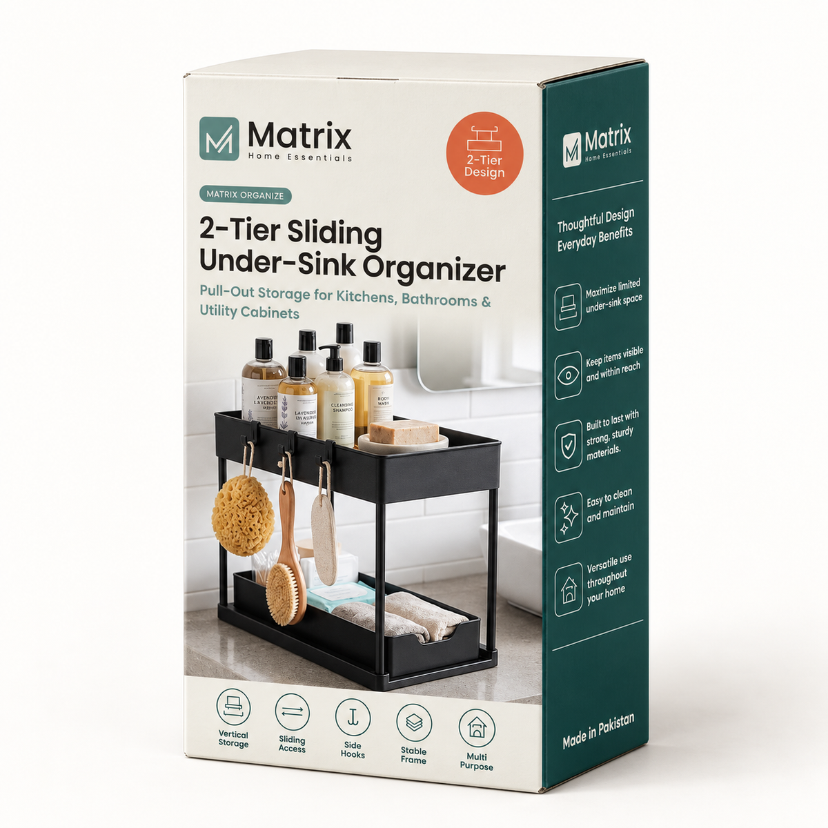 2-Tier Sliding Under-Sink Organizer