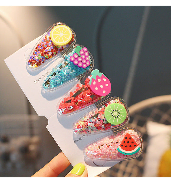 Glittering fun hair clips